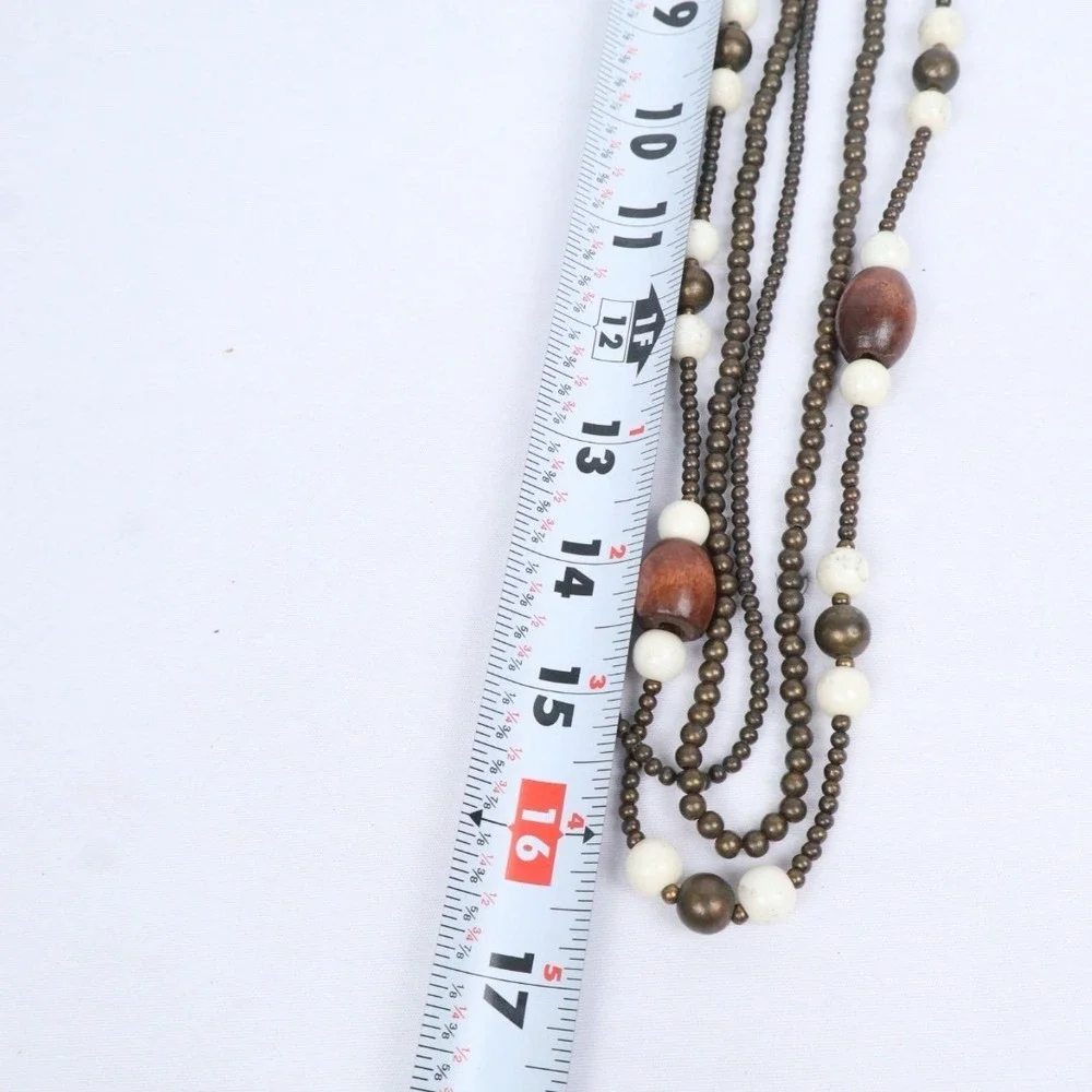 VTG Boho Ethnic Tribal Long Wood‎ Beaded Necklaces (6) Earth Tones